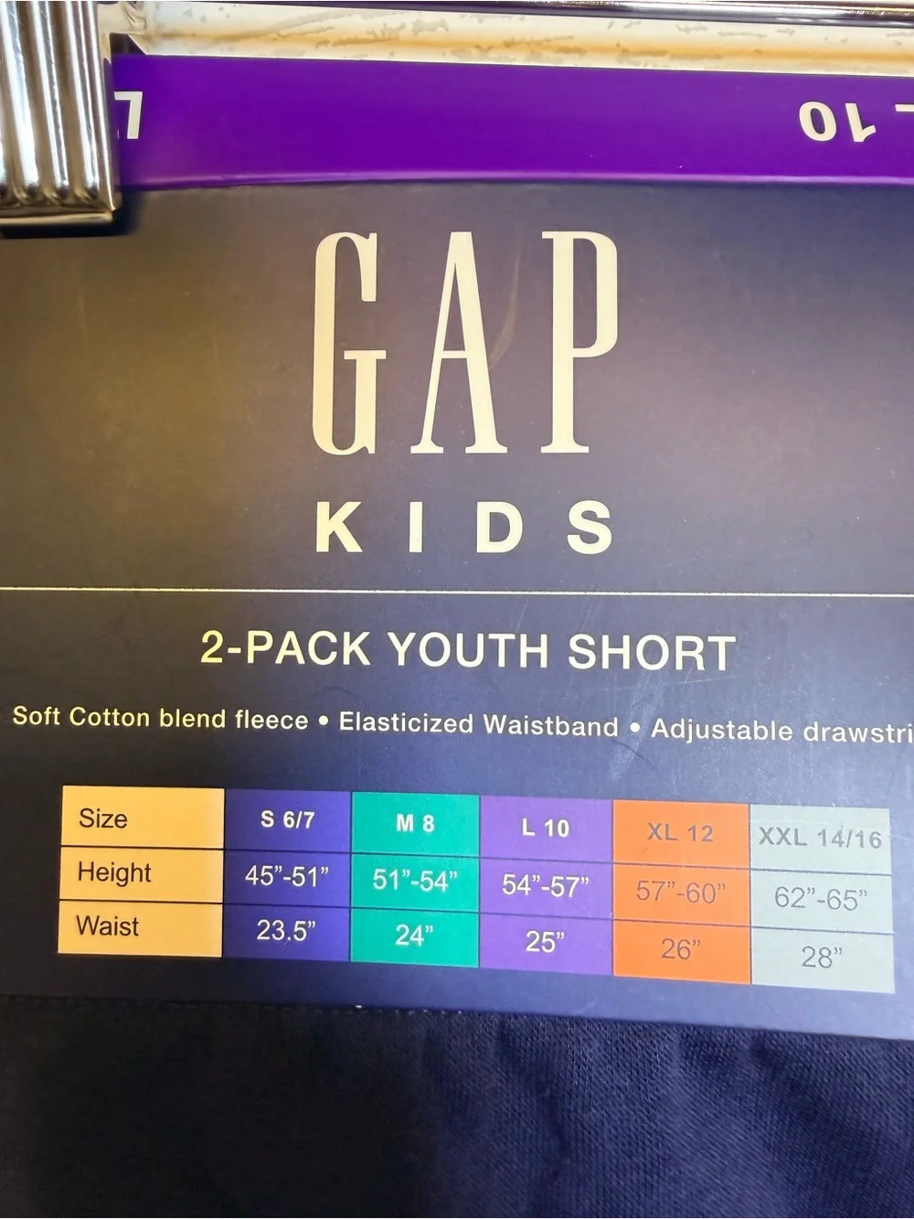 GAP Kids 2-Pack Shorts Gray and Navy Adjustable Drawstring Fleece Lined Size 10